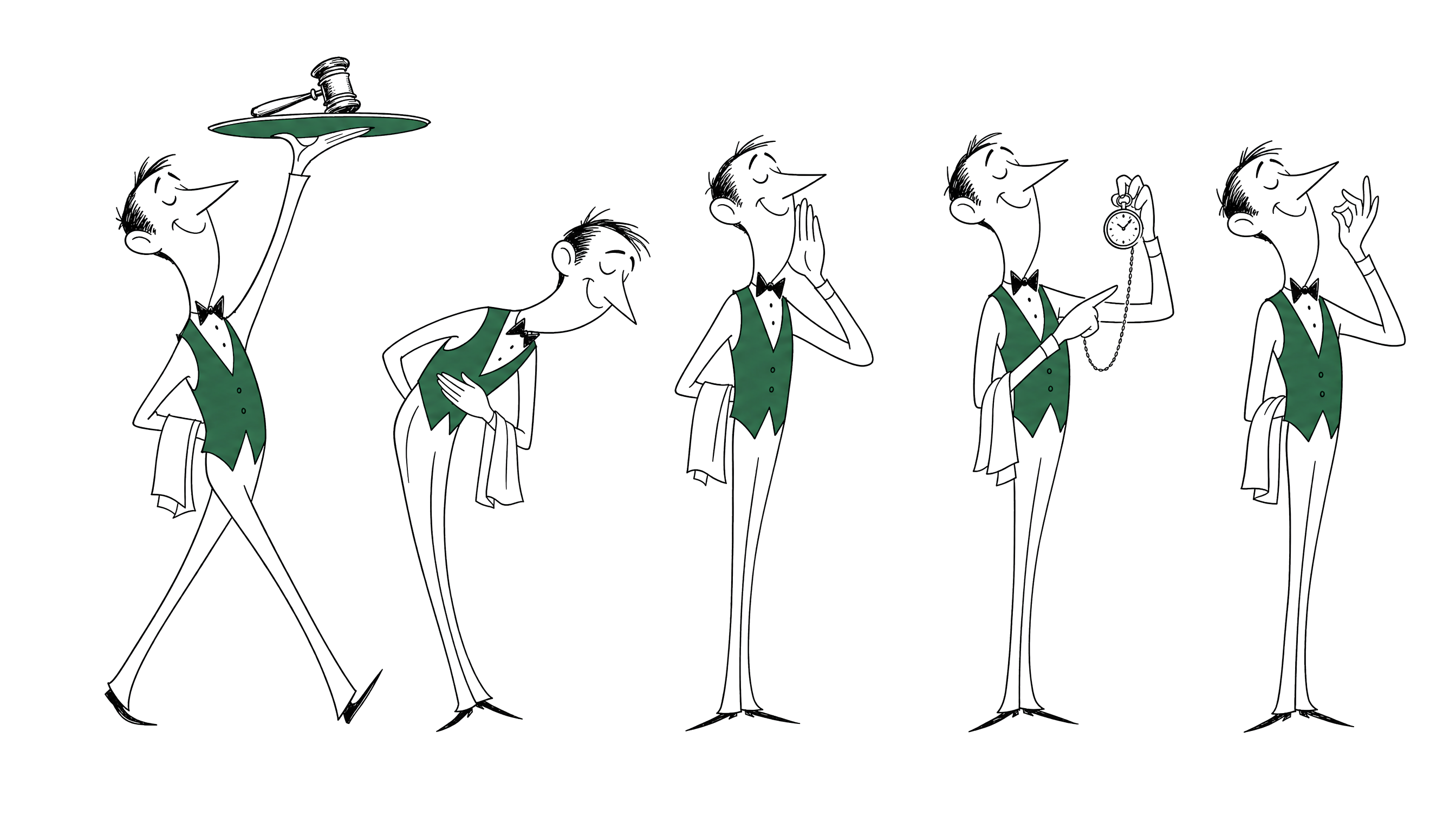The Steward in five poses